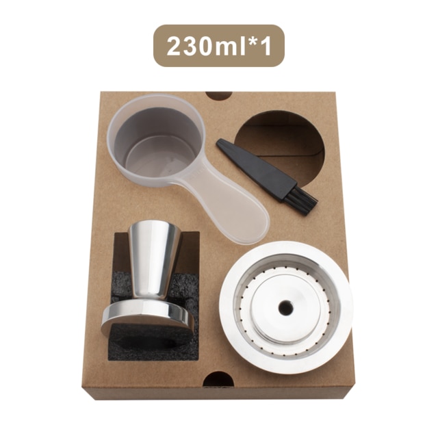 2 way use/CAPSULONE reusable Coffee capsule pod fit For Nespresso Vertuo Vertuoline metal Stainless Steel Refillable Capsule: 1pod(230ml)  1tamper