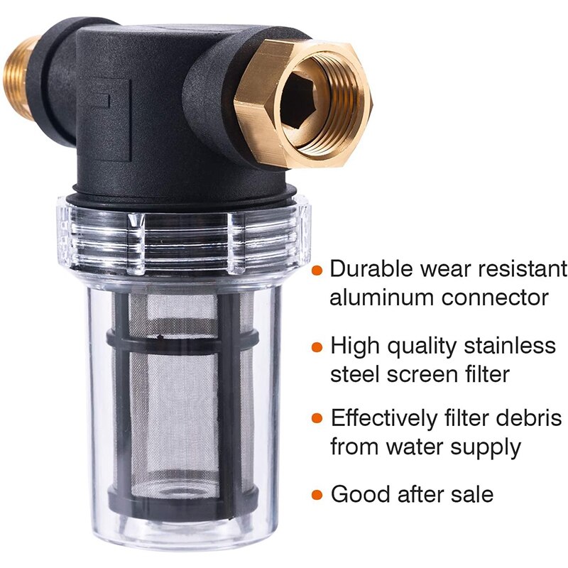 Sedimentfilter festelinje vannslange filter, hageslange filter for høytrykksspyler innløpsvann