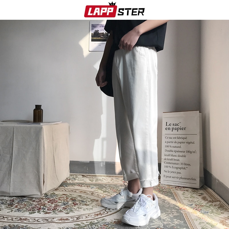 Lappster mænd koreansk mode skinny jeans bukser sommer streetwaer hip hop skinny denim jeans herre lige blå bukser