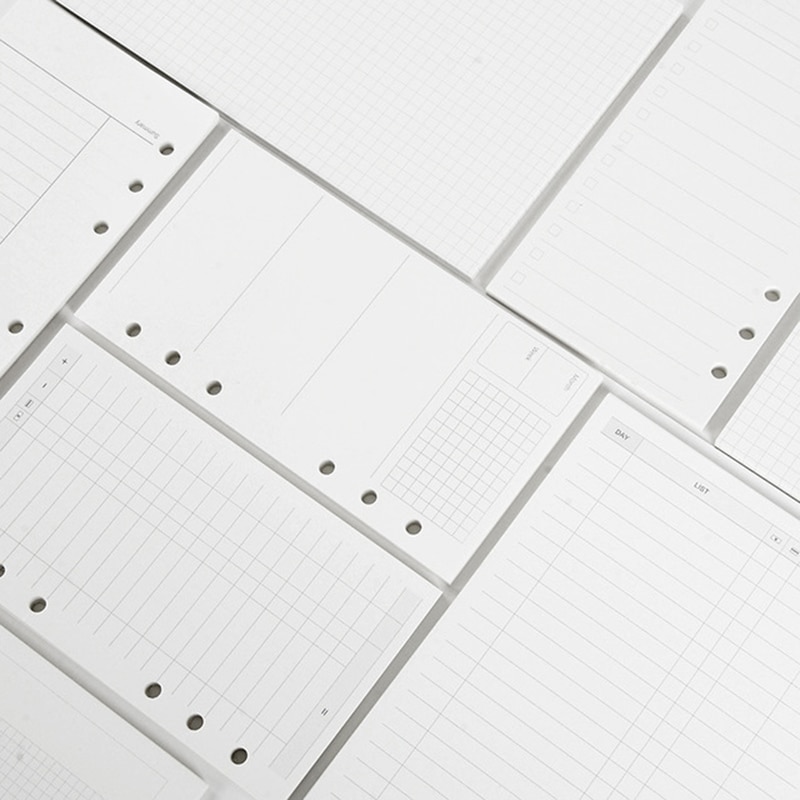 6 Holes Binder Notebook A5 A6 Inner Page Refill Papers Line Grid Dots To Do List Daily Weekly Monthly Planner Book Inside Paper