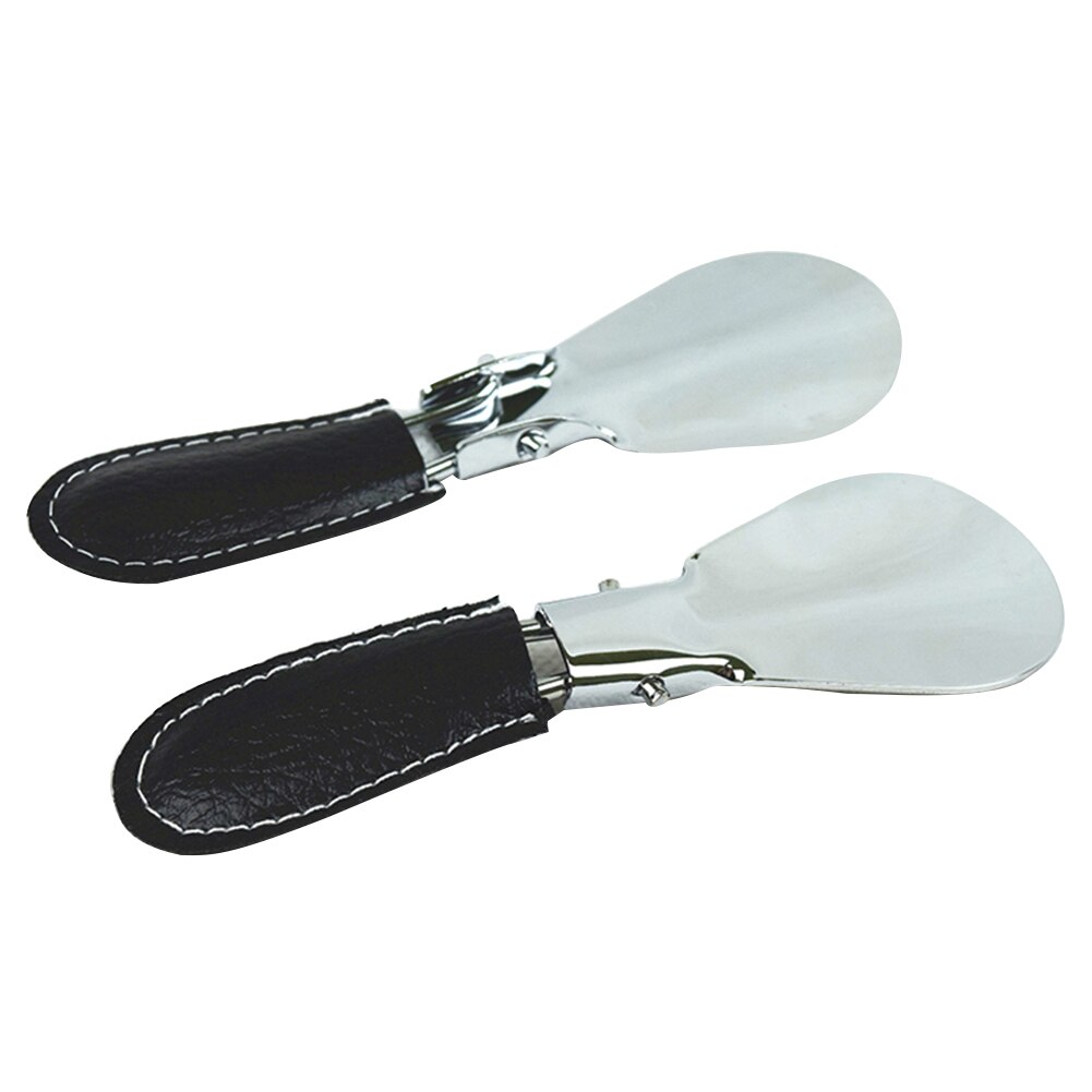 Leather Case Useful Foldable Accessories Shoe Horn Adjustable Mini Practical Handle Flexible Meta Stainless Steel
