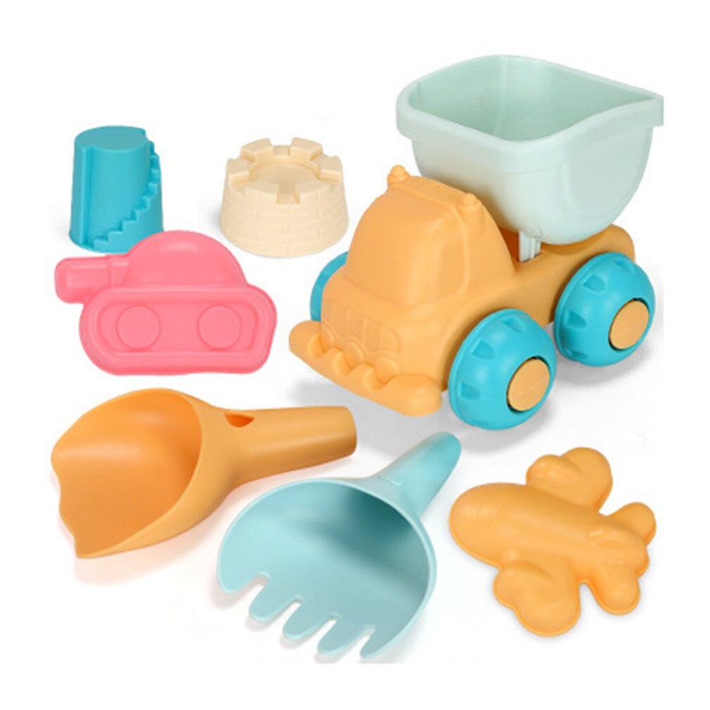 Juguetes de playa para niños, kit de juguetes playeros infantiles, baldes, palas, caja de arena, rastrillo, animales marinos de goma suave para niños pequeños, 5-17 uds.: 7PCS