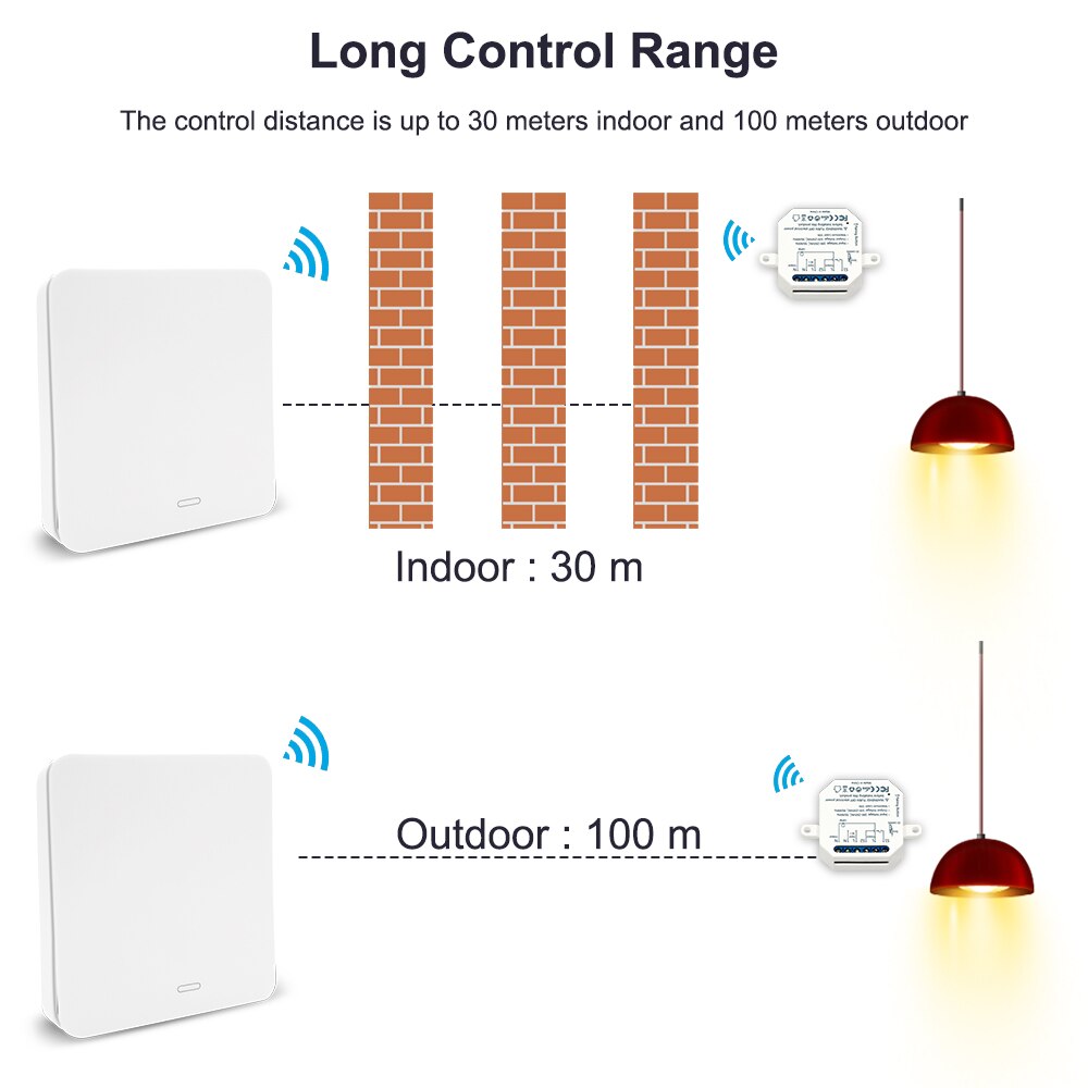 Remote Control Wireless Switch Kinetic Self-Powered Wall Light Switch Kit DIY No Battery No Wiring Needed