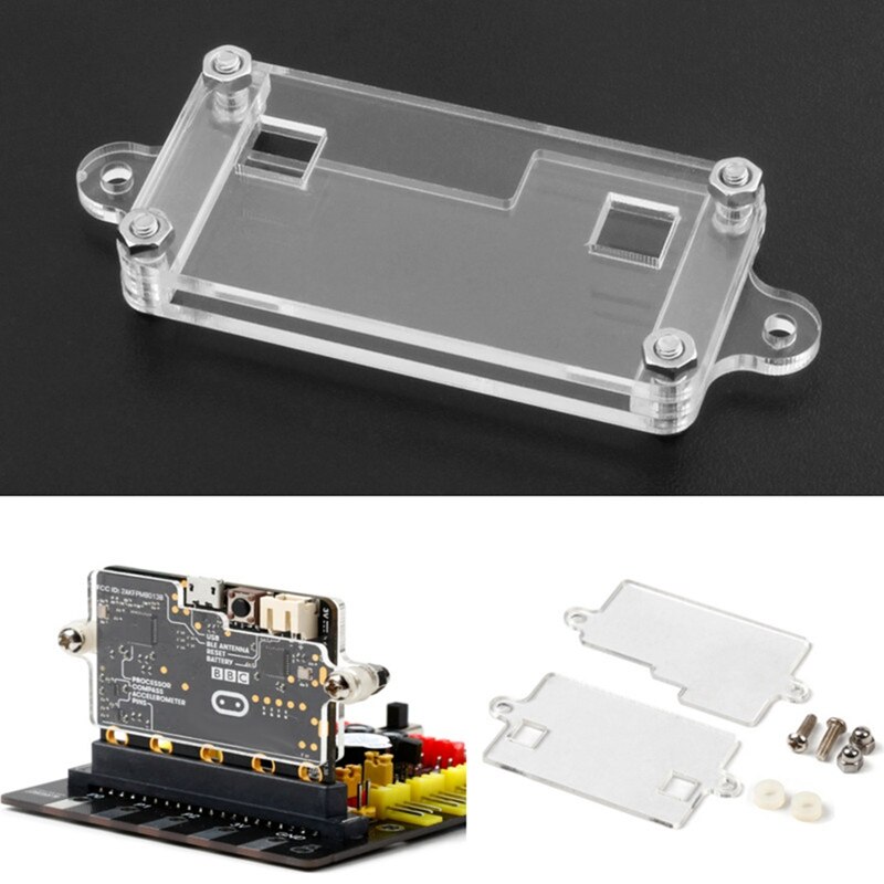 2x Acrylic Case Box Enclosure Shell for Bbc Micro-Bit Kits,Transparent & Red + Transparent