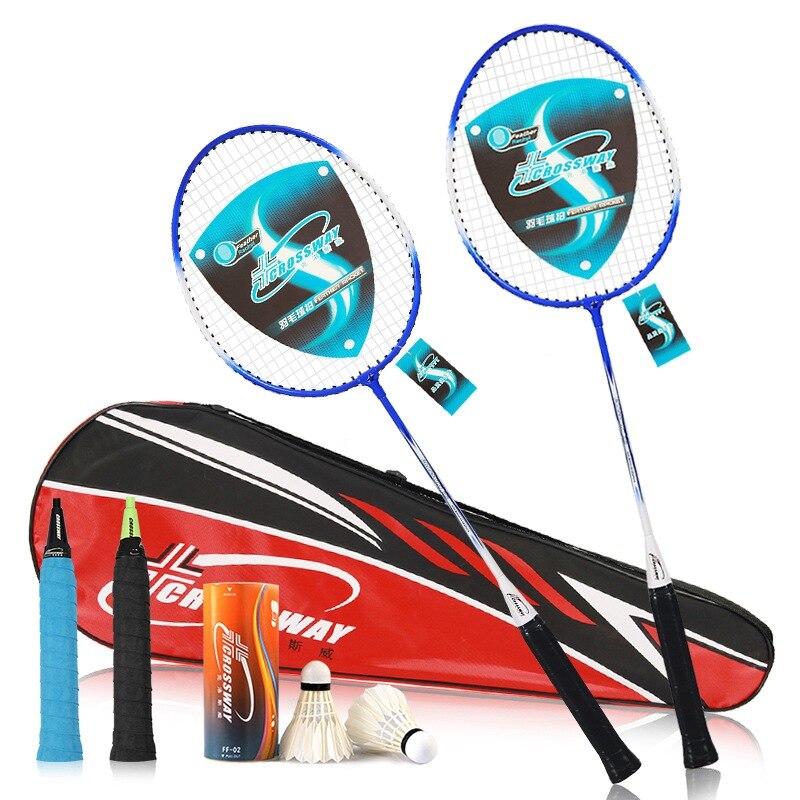 One Pair Outdoor Sport Badminton Racket Family School Use Iron Alloy Frame Battledore Students / Seniors Light badminton racket: blue