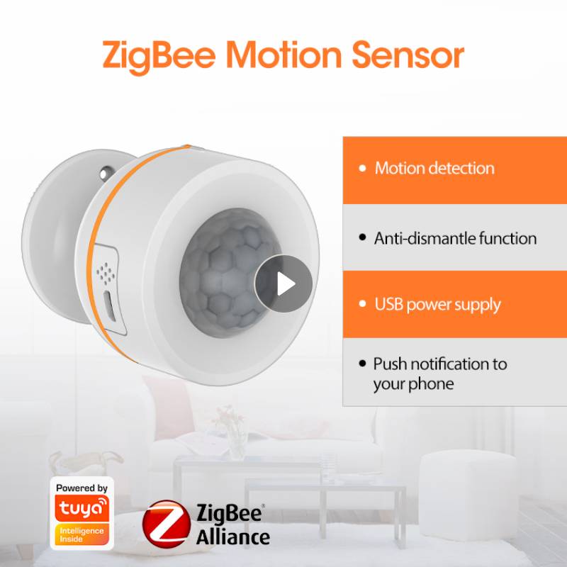 NEO Tuya ZigBee PIR Motion Sensor Wireless Infrared Detector APP Control Smart Home Burglar Security Alarm System USB Power Home