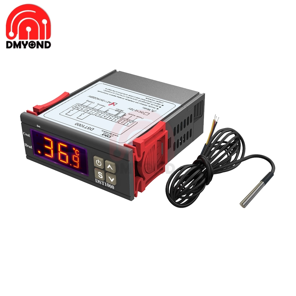 Dst 1000 ac 110-230v enkel display digitale thermostaat temperatuurregelaar regeling waterdicht  ds18 b 20 sensor vervangen stc -1000