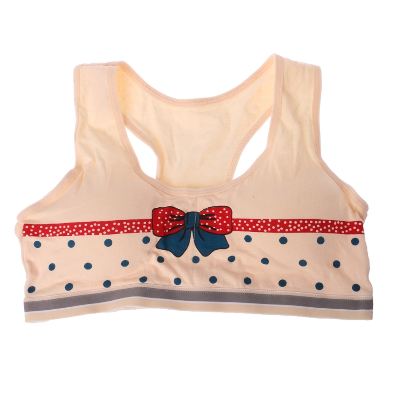 Zachte Katoenen Training Bh voor Baby Meisjes Leuke Strik Dot Riem Vest voor Tiener Beha