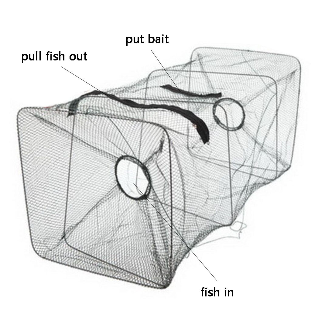 Fisk fælde garn fiskeredskaber krabbe rejer rejer krebs hummer crawdad foldbar fisketilbehør fiskenet mesh fangst fisk