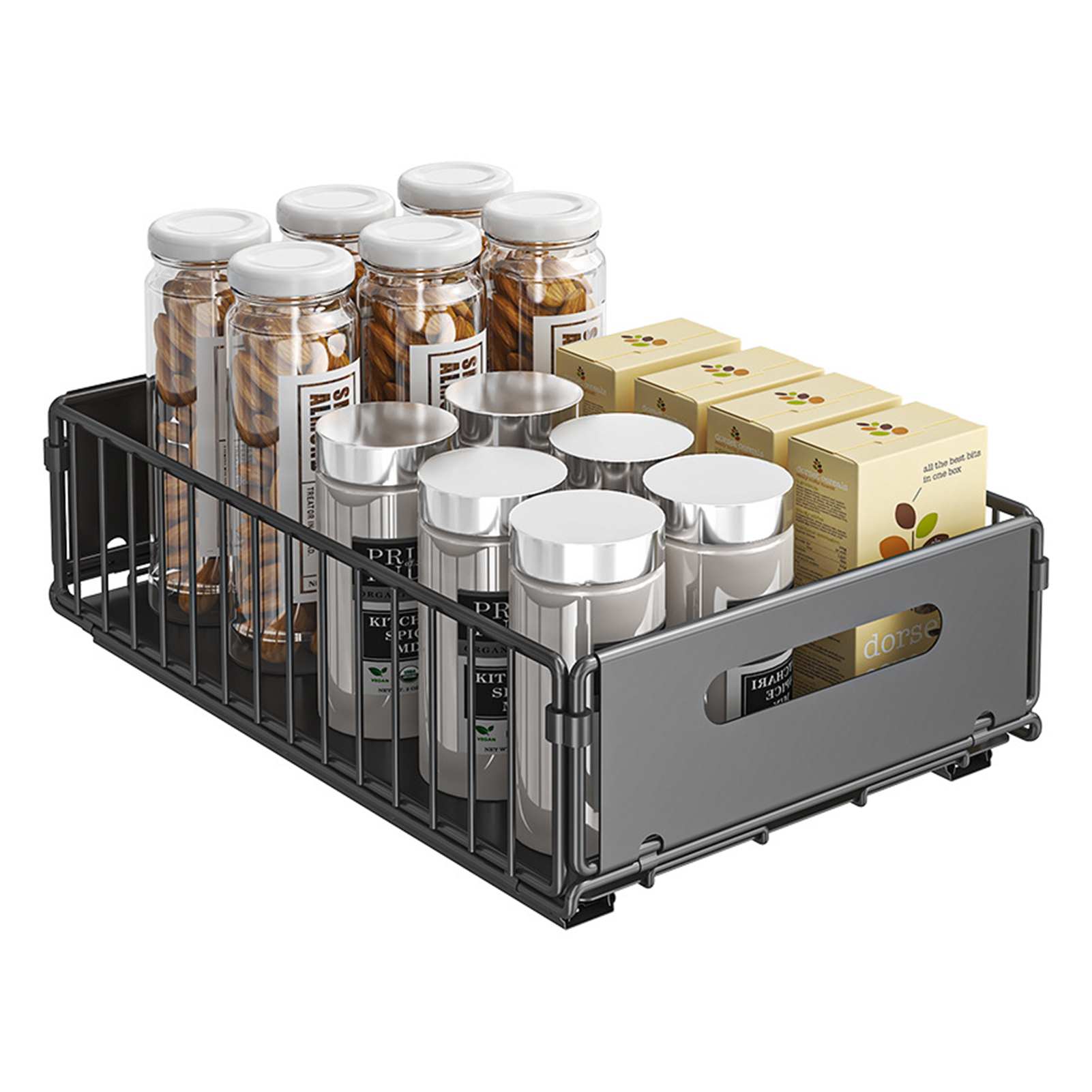 Cabinet Drawer Rack Self-adhesive Sliding No Drilling Foldable Sliding Cabinet Organizer Heavy Duty Pull-out Pantry Organizer: green