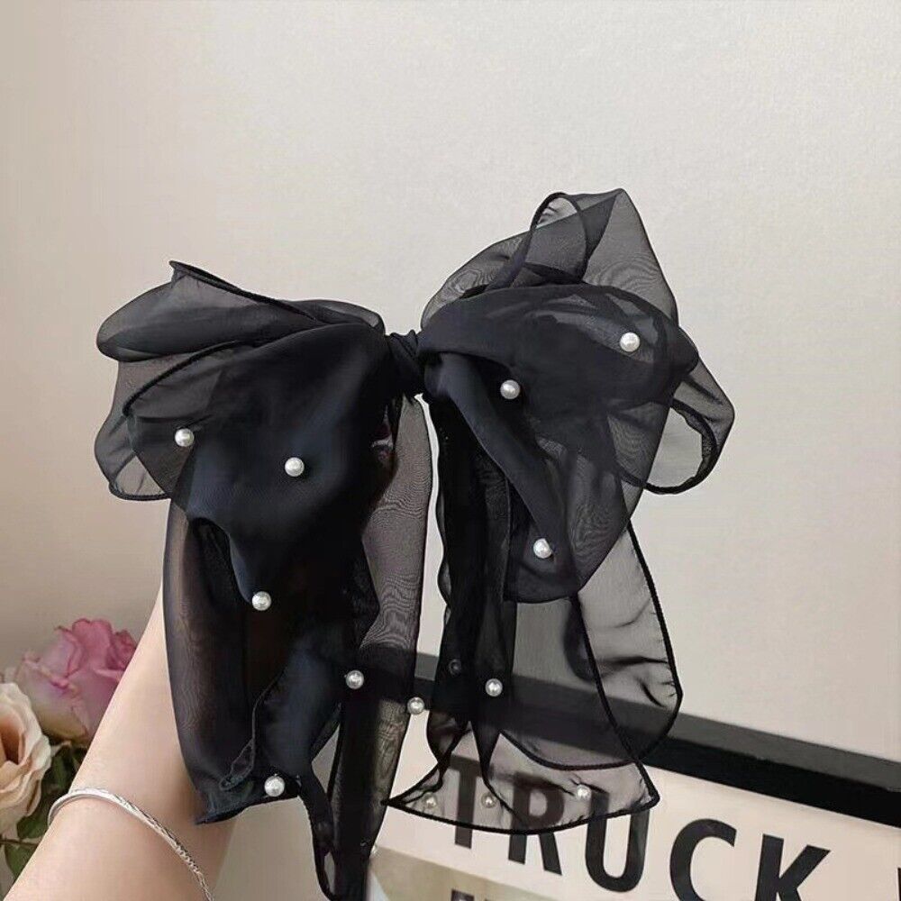 Pinces à cheveux en mousseline de soie avec nœud papillon pour femme, nœud de perle de ruban pour femme, épingle à queue de cheval, nœuds barcords, vêtements de sauna élégants, accessoires de luxe