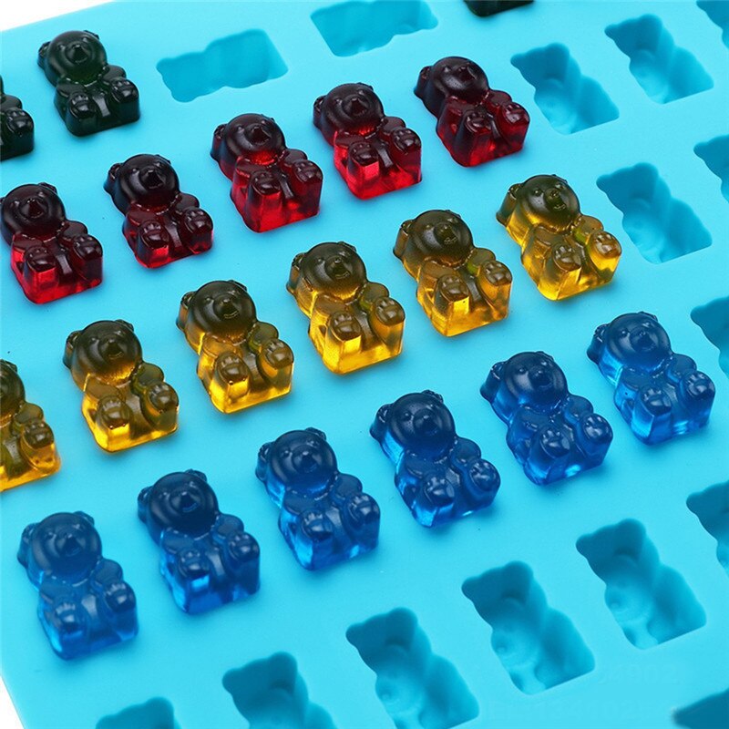 53 Cavity Silicone Gummy Bear Candy Mold Chocolate Mould Gummie Maker with A Dropper Kids Birthday