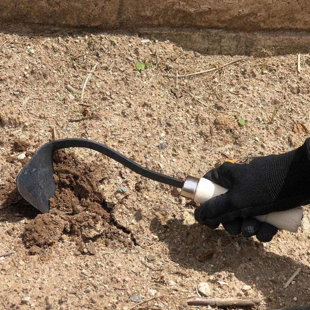 Gardening Hoe Small Wooden Handle Crooked Triangular Seedling Tip Tools Digger Hoes Agriculture Garden Tool Multifunctional K7z1