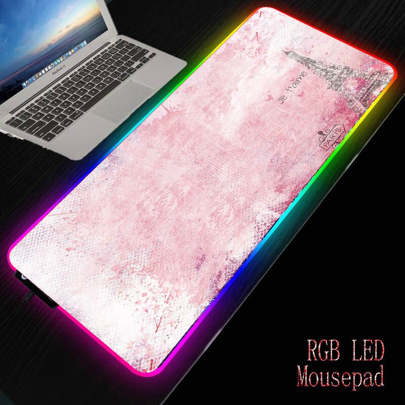 Mrgbest vaaleanpunainen torni maisema kumi hiirimatto rgb hiirimatto pöytä matto iso peliohjain matot lukitusreuna luonnonkumi hiirimatto
