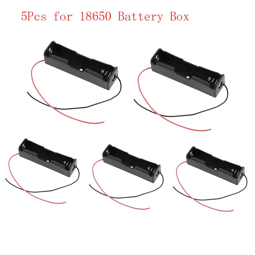 Battery Storage Boxes 18650 17500 18500 Battery Storage Charge Box 3.6~4.2V Clip Holder Box Case Black Battery Holder Case: 5Pcs 18650 B