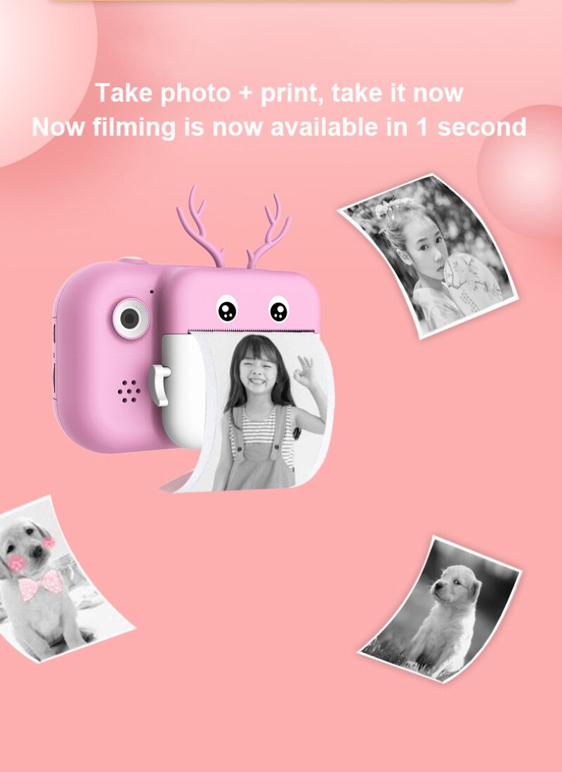 Kids Instant Camera - 1080P Video & Photo - Includes Print Paper + 16GB Card - USB Charging