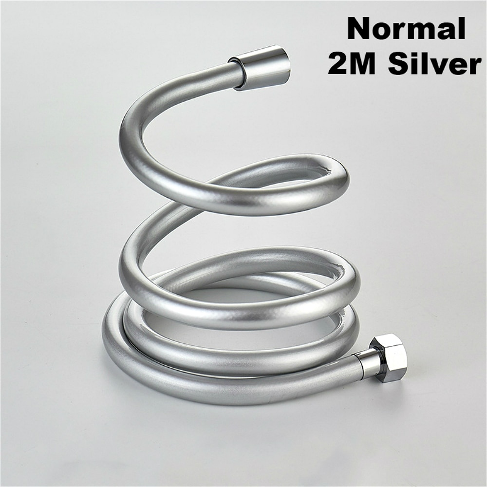 PVC High Pressure Silver PVC Smooth Shower Hose For Bath Handheld Shower Head Flexible Shower Hose: 2m Silver