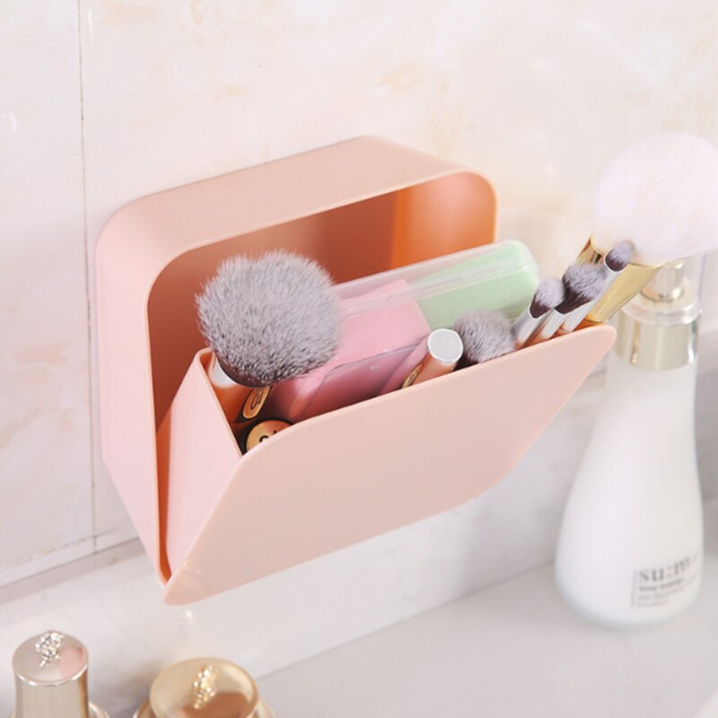 Wall-Mounted Paste Sealed Storage Box Plastic Square Finishing Storage Small Box Cosmetic Tableware Toothbrush Box