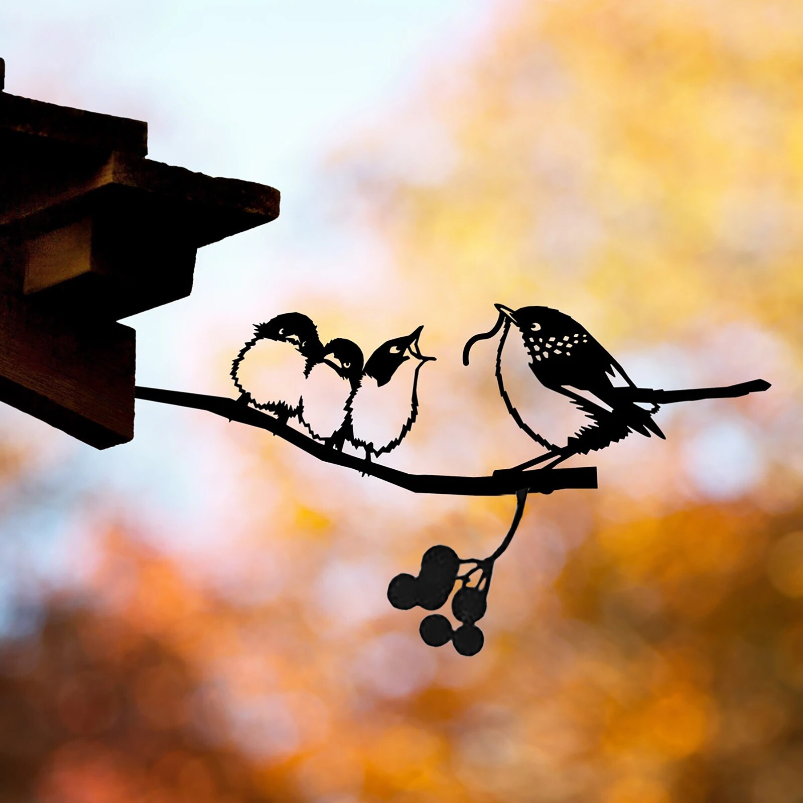 Tuin Art Outdoor Tuin Achtertuin Tak Metalen Rvs Art Metalen Vogel Yard Art Boom Vogel Dier Tuin Decoratie