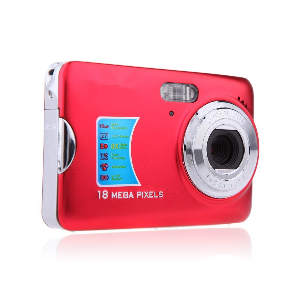 Cámara de vídeo digital Winait MAX 18 Mega píxeles con pantalla TFT de 2,7 ''y cámara compacta con zoom digital de 8x: Rojo / add 16g sd card
