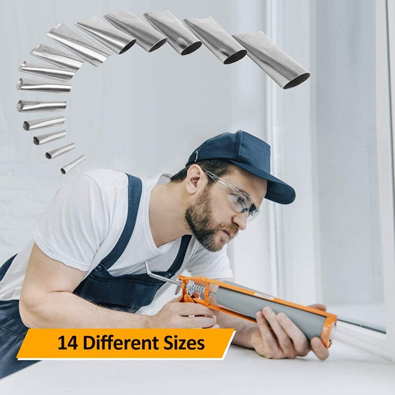 Perfect Caulking Finisher Kit 14Pcs Caulk Nozzle Applicator Reusable Caulking Finishing Tool SDF-SHIP
