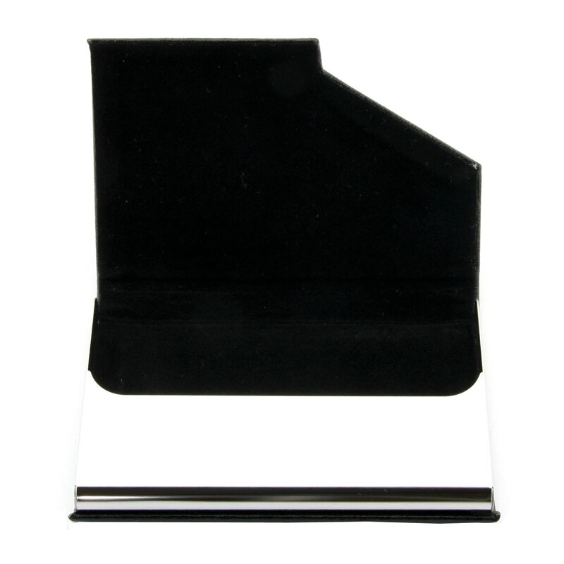 Metal business card holder Business lattice pattern card box (black)