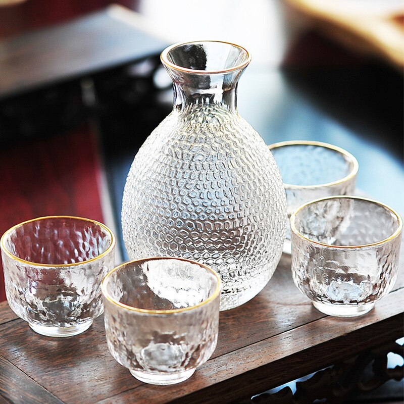 Jeu de verres à Shot en verre, ensemble de verres à saké japonais avec 1 Pot à saké, 4 tasses à saké et 1 bol à vin , ensemble de 6 pièces pour barmen