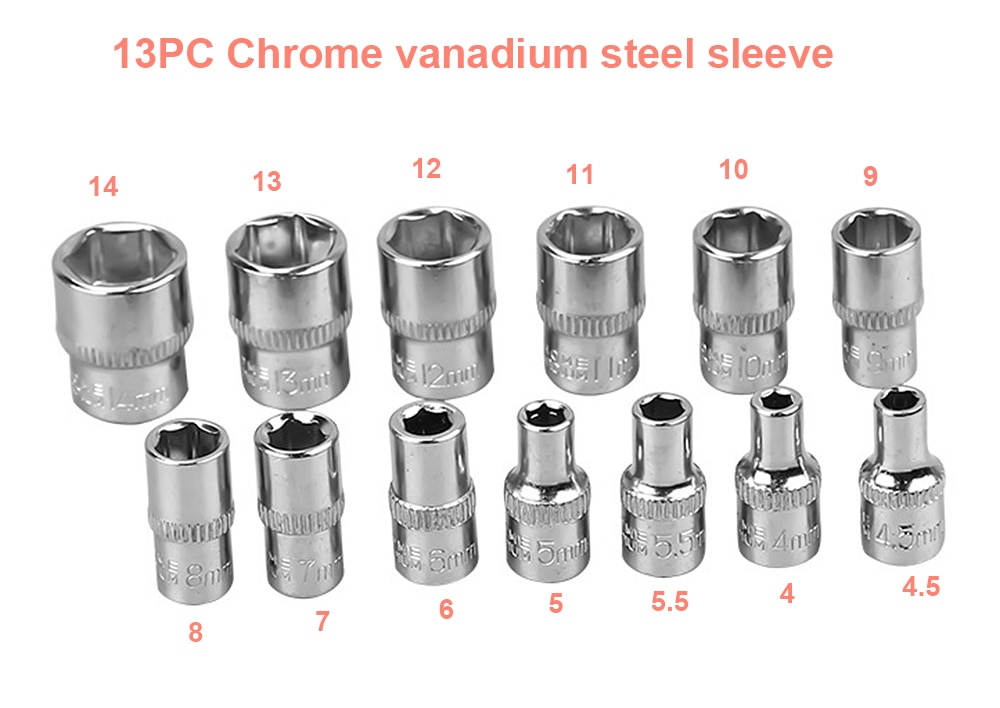 1/4 Quick socket Ratchet Torque Wrench Chrome Vanadium a set of keys for Bicycle repair kit Ratchet Wrench with 21 bit