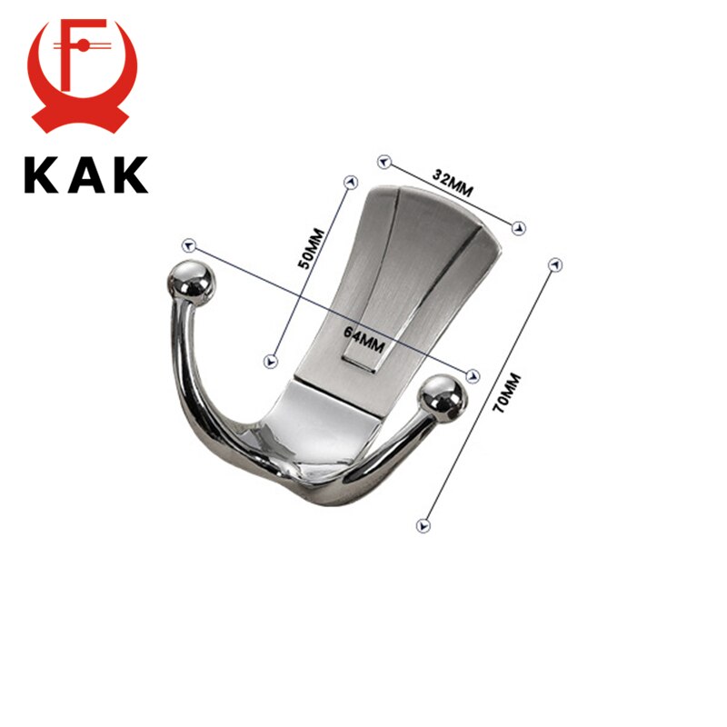 KAK 5PCS Mode Badkamer Muur Hangers 2 Haken Robe Haken Wall Mounted Kleerhanger Rekken met schroeven Jas Handdoek muur Haken
