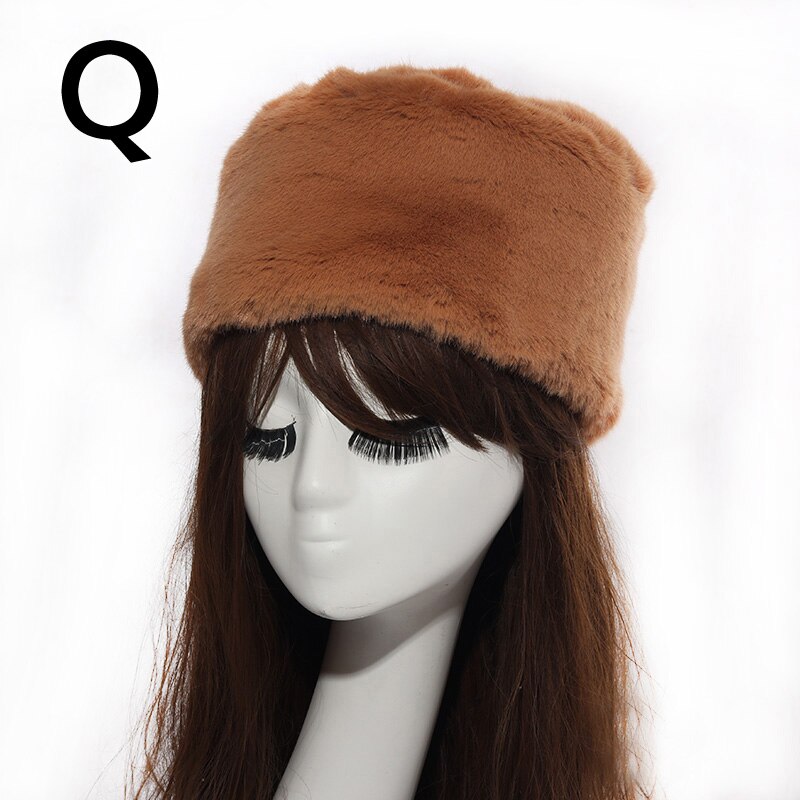 Vrouwen Hoeden Lady Russische Dikke Pluizige Imitatie Vossenbont Hoed Hoofdband Winter Earwarmer Ski Hoed Vrouwelijke Hoeden Voor Herfst Winter: Q