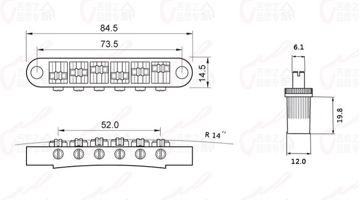 1pcs Roller Saddle Tune-O-Matic Bridge For Electric Guitars