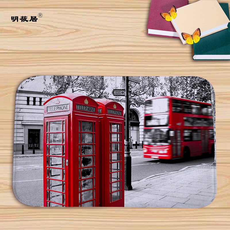 Billig pris boligindretning london paris naturskønne bygninger retro stue dørmåtte 40 x 60cm gulvmåtter flannel bad køkken tæpper
