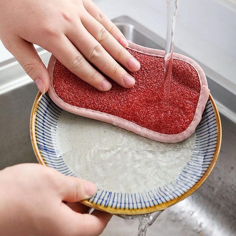 5Pcs Efficient 2 in 1 Super Absorbent Microfiber Kitchen Dish Cloth Non-stick Oil Household Cleaning Wiping Towel Kichen Tool