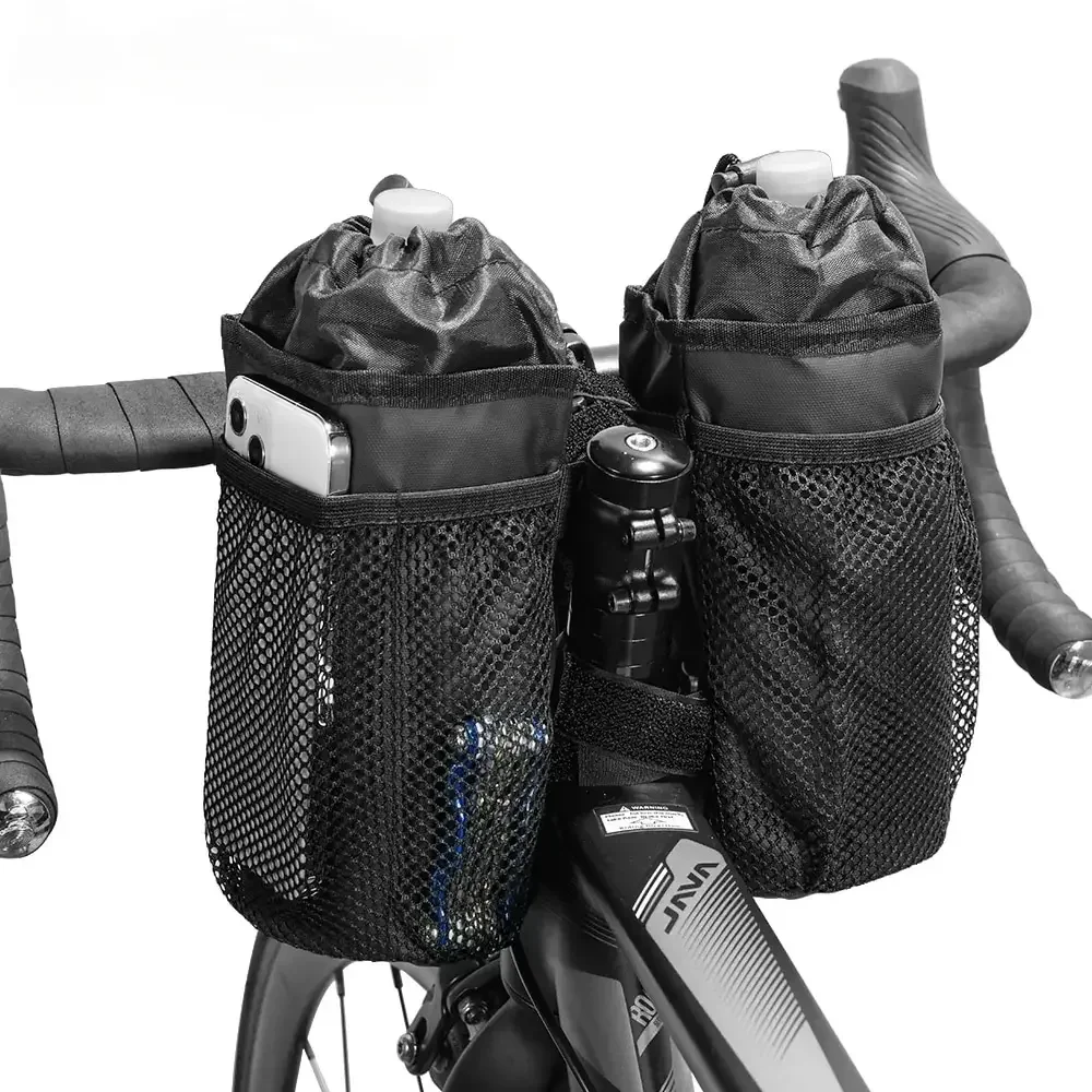 Fahrradtasche Fahrrad Flaschenhalter Lenker Vorbau Thermotasche mit Netztasche Kaffeetasse Halfter Radfahren Wasserflasche Tragetasche