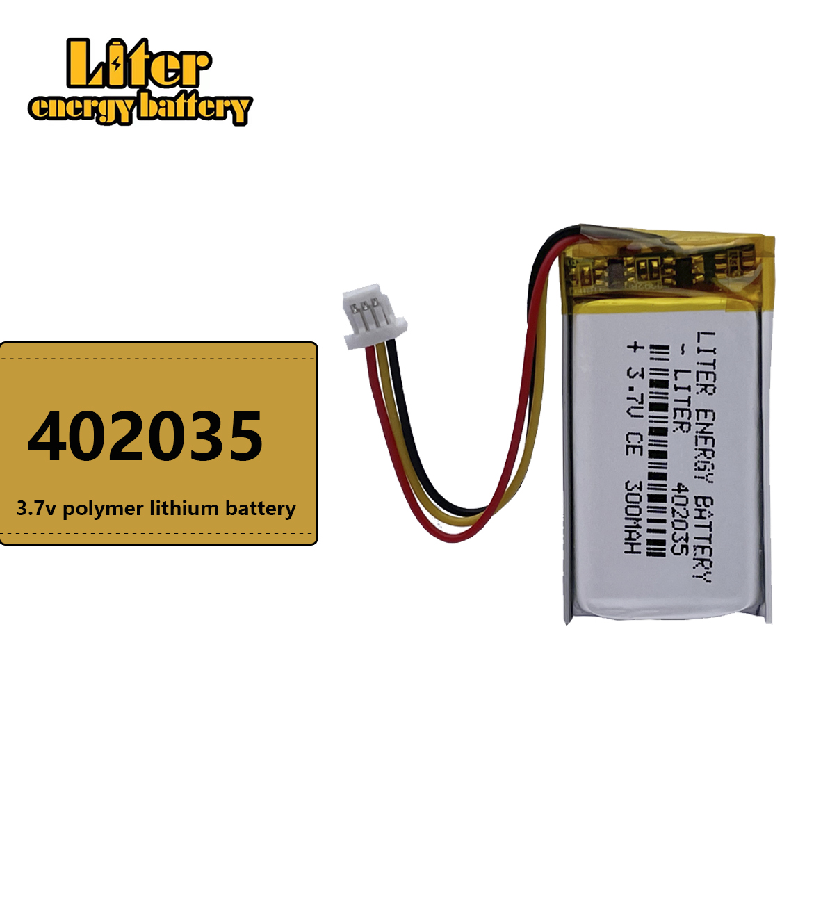 JST PH 1.0mm 3 pin 3.7V,300mAH 402035 Polymer lithium ion / Li-ion battery for tablet pc BANK,GPS,mp3,mp4