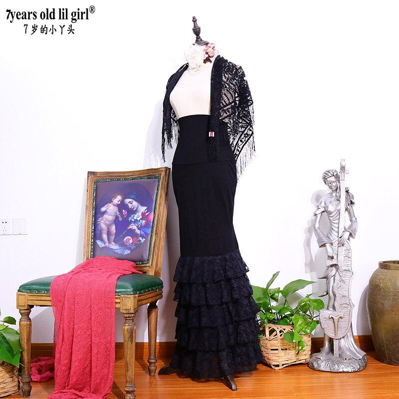 Spaanse Dans Jurk Flamenco Dans Praktijk Rok Flamenco Rok Multilayer Spaans Rok Dans Slijtage Vrouwen Fishtail Rok ENN02