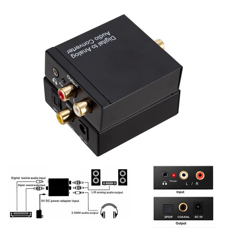 Dac Converter 3.5Mm Usb Dac Digitaal Naar Analoog Stereo Audio Converter Adapter Coax Optische Toslink Rca R/L optische Naar Rca