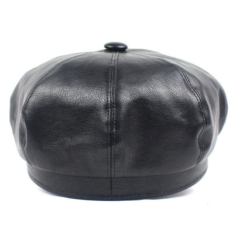 Lanxxy Autumn Winter Newsboy Caps for Women Vintage Solid Leather Beret Cap Casquette Hats Female