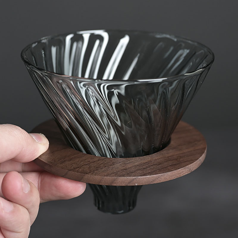 Kaffeekaraffe aus klarem Glas, rautenförmige Kaffeekanne mit wiederverwendbarem Kaffeefilterbecher, Standard-Kaffeekanne aus Glas: dunkel khaki
