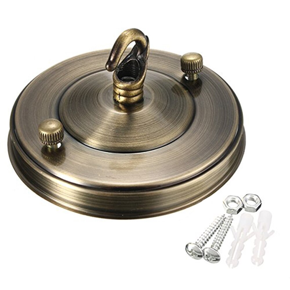 Vintage jerntakplateholder krok anhengslampe tak sugende retro diy lysekrone tilbehør  d40: Bronse