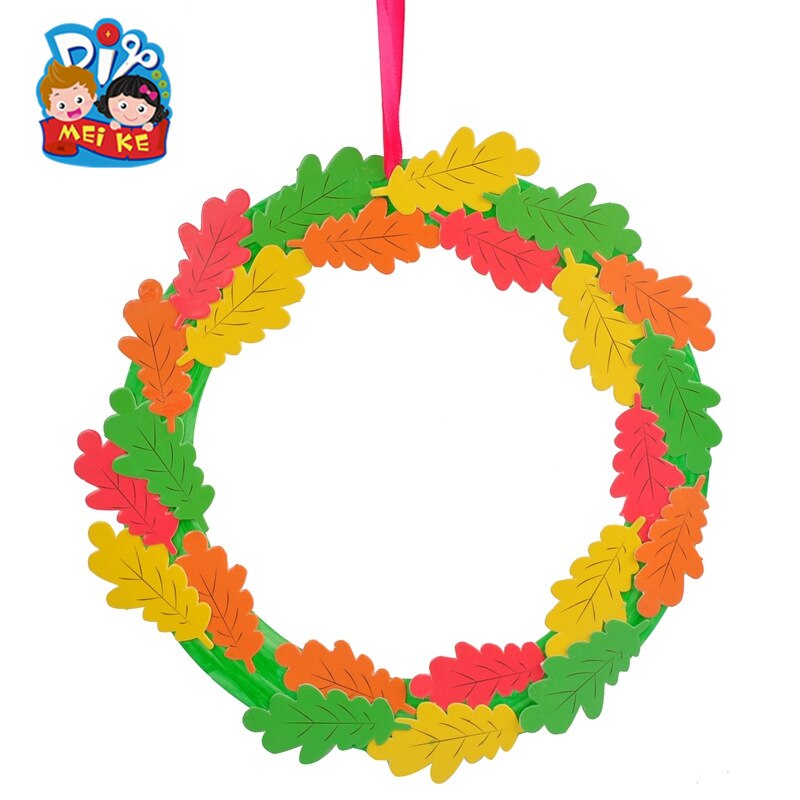 Child Toy DIY Kindergarten EVA Leaves Hanging Ring Greeting Card Early Educational Mother's Day Toys Girl Crafts Kids