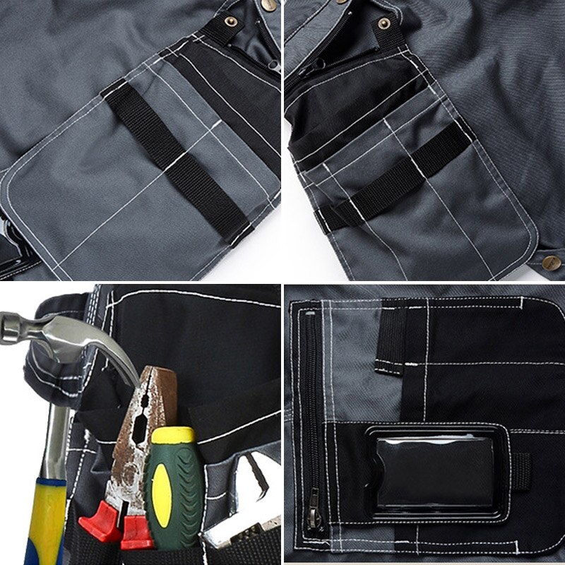 Work Pants Men Wear-resistant Multi pockets Working trousers Reflective Strap Worker Mechanic Factory Functional Cargo Pants