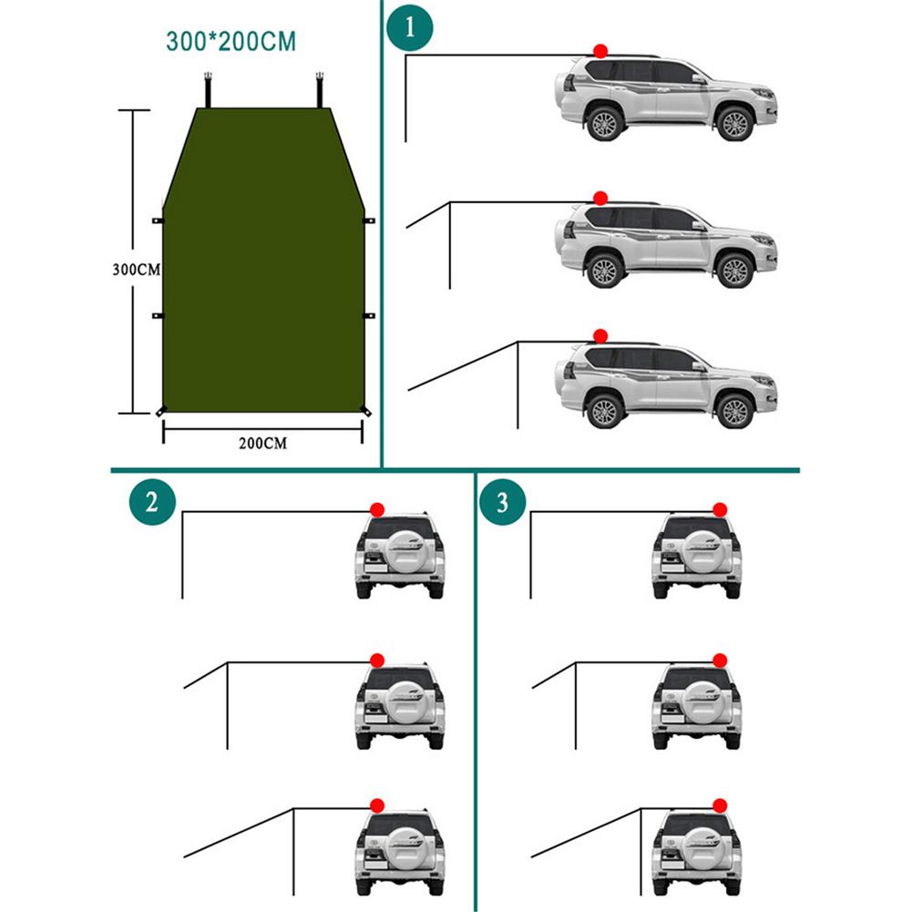 Auto Onderdak Schaduw Camping Side Auto Dak Tent Luifel Waterdicht Uv Draagbare Camping Tent Automobiel Rooftop Regen Luifel