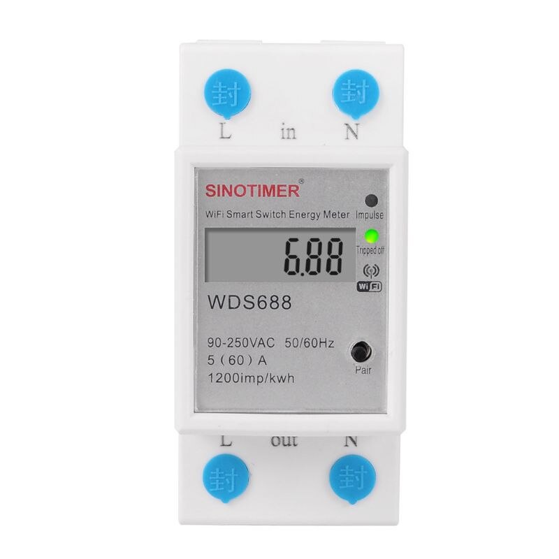 WIFI Din Rail AC 90-250V Energy Power Meter Single Phase Smart Timer Switch Control 110V 230V 50Hz 60Hz Energy Meter: Default Title