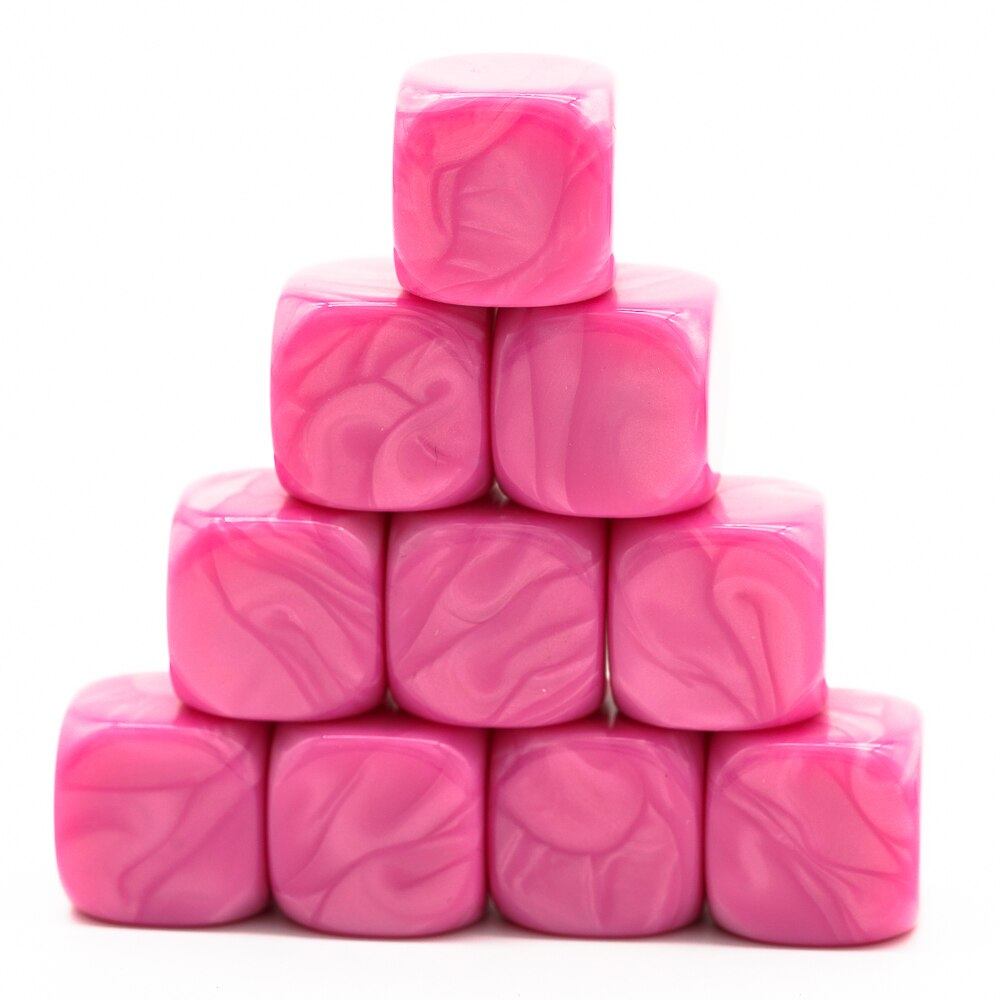 10 pièces dés vierges 16mm dés Standard 6 dés pour jeux de société bricolage dés Cubes d'enseignement: Pink