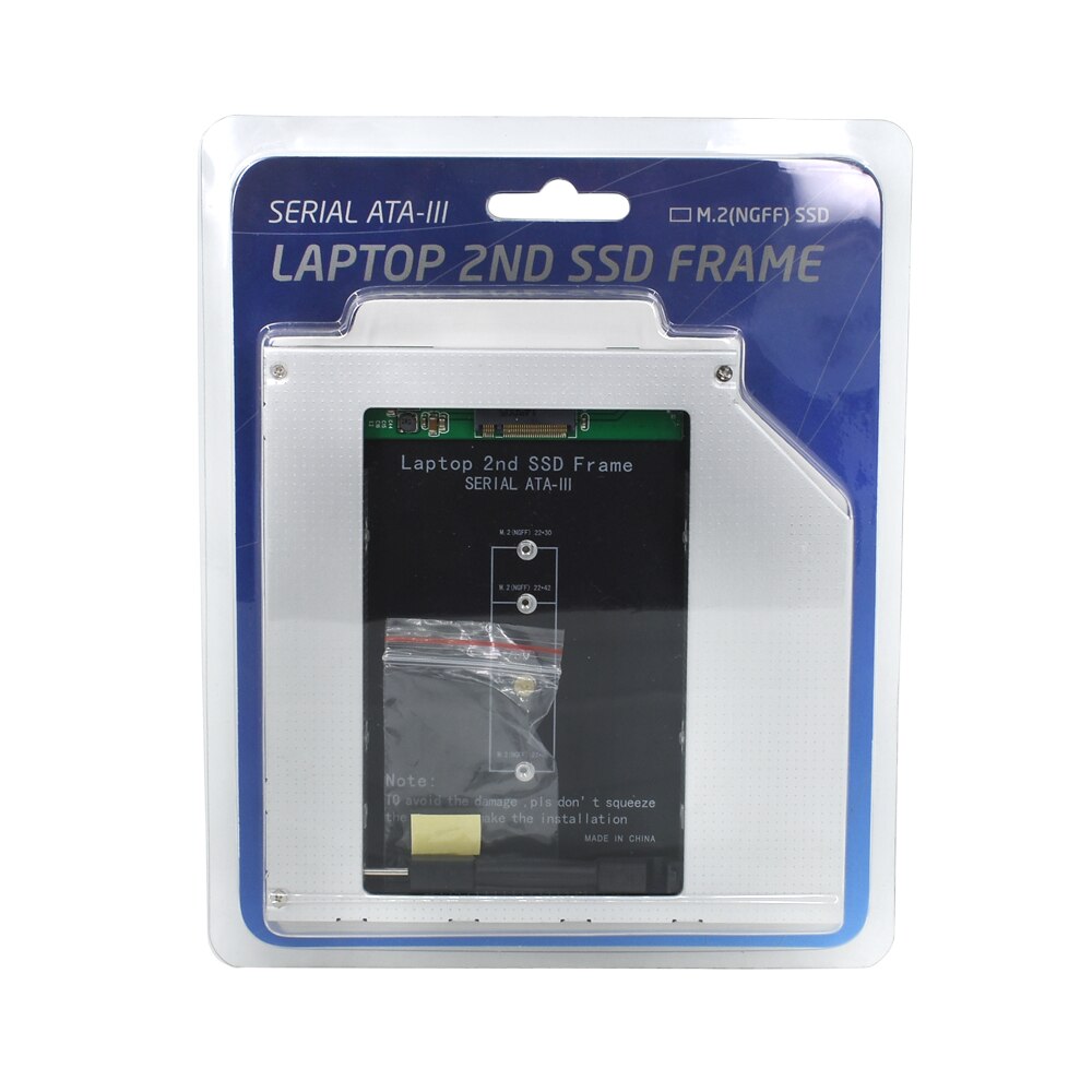 Tishric caddie 12.7mm adapter dvd harddisk kabinett optibay adapter harddisk aluminiumslegering foring til  m2 ngff