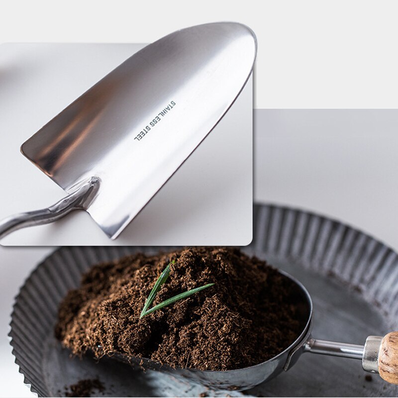 HEVE-conjunto de herramientas de jardinería con mango de madera de acero inoxidable, herramientas para plantas, pala