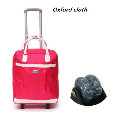 Vrouwen Reizen Bagage Koffer Bag, Cabine Waterdichte Oxford doek Rolling trolley, PU lederen Handbagage wielen Dragboxes: Oxford cloth red / 18"