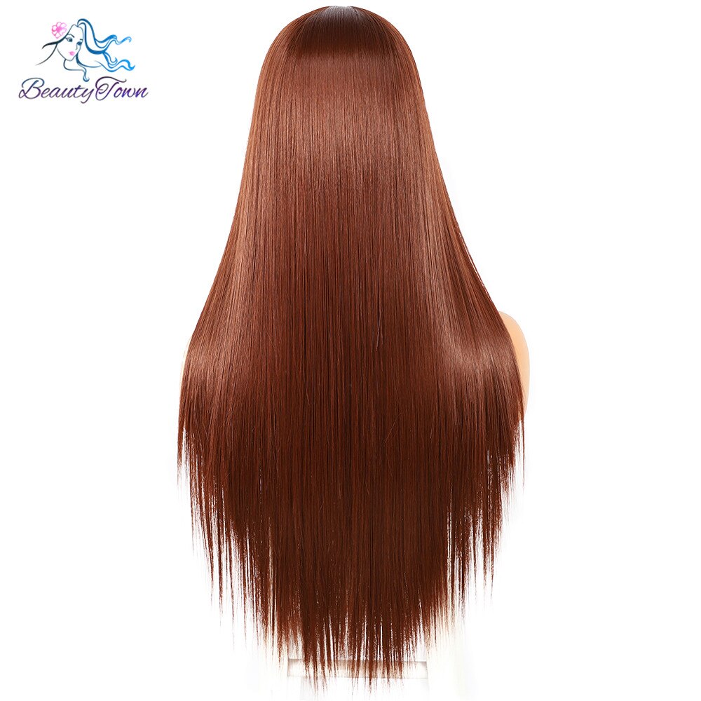 Long Straight Ginger Red Lace Wig for Women Middle Part Lace Wigs Premium Futura Daily Wedding Makeup Layer Synthetic Lace Wig