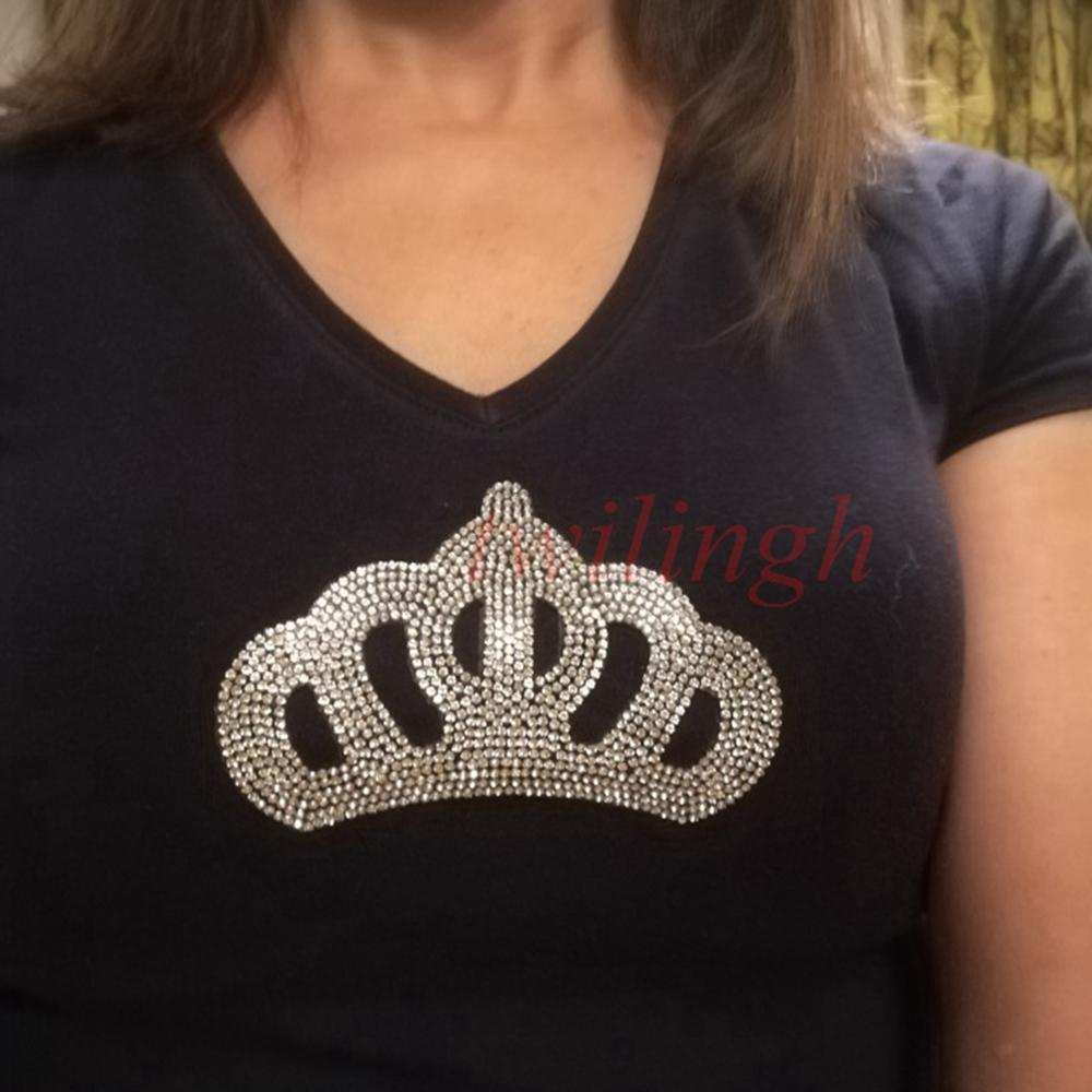 Rhinestone krone patch jern på pletter dronning krone krystal applikation til baby børn tøj diy tøj patches